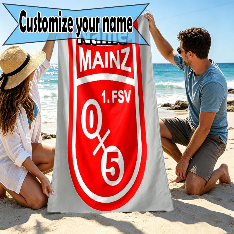 Custom Name Personalized 05 1FSV Mainz 05 Print Beach Towel, for Trip Camping Beach Party Home Decor, Birthday Gift for Family & Friends