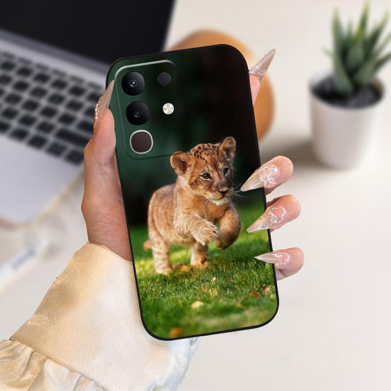 Для vivo Y29 4G Чехлы Y 29 Милый Мультяшный Принт Черный Мягкий Силикон ТПУ Чехол для Телефона Для Vivo T4x 5G Защитный Fundas Чехол Capa