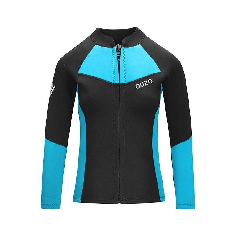 1.5mm Womens Shorty Wetsuit Top Chloroprene Neoprene Long Sleeve Snorkeling Swimming Surfing Warmth UV Protection