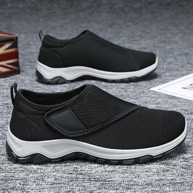 Мужские дышащие сетчатые кроссовки на липучке в стиле "Dad Shoes" - Повседневная обувь для ходьбы с мягкой подошвой