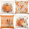 Light Orenge Cushion Cover with Pumpkin Pattern Soft Square Pillow Cover for Thanksgiving Day Living Room Decoration