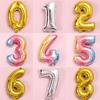 32" Gold-Silver Gradient Birthday Number Foil Balloon Party Decoration