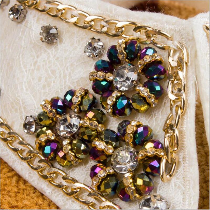 Новая декоративная белая весенняя модная рубашка кружевной свитер элегантная отделка бисером стразами ложный воротник чокер съемные воротники