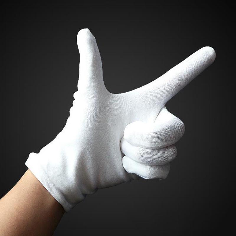 Рабочий хлопок Белый хлопок Инспекция Белый Wenwan Этикет Белый 2 пары Перчатки Трудовое страхование Аксессуары