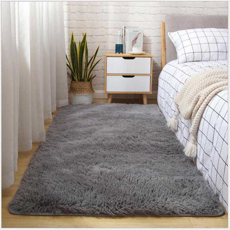 Thick Fluffy Carpets For Living Room Decor Bedside Rug Warm Plush Floor Mats Children's Room Play Mats Silkly Furry Carpet Grey