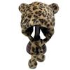 Multiuse Thicken Plush Ushanka Hat with Bear Ear Winter Warm Trapper Hat Windproof Skull Hat for Outdoor Cycling Camping