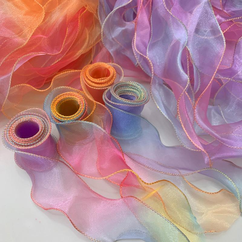 10 ярдов Волнистый край 6 см шириной Упаковка подарков Градиент Швейные принадлежности Аксессуары для рукоделия для головного убора Шляпа DIY Рыбий хвост Пряжа