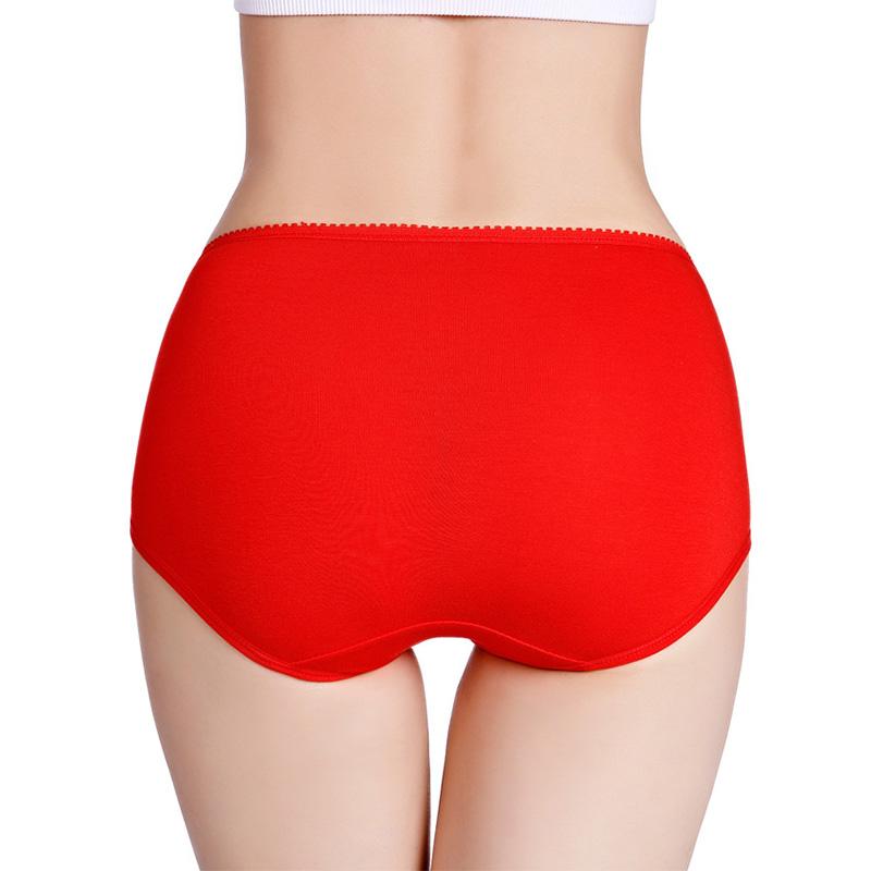 Women Plus Size Solid Color M-7XL Briefs Underwear High Waist Panties Cotton Underpants Lingerie