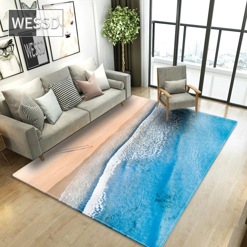 Морские волны, пляжный 3D ковер для гостиной, журнальный столик, ковер, фланелевая губка, ковер для ванной комнаты, ковер для зала, прикроватный коврик для пола в спальне