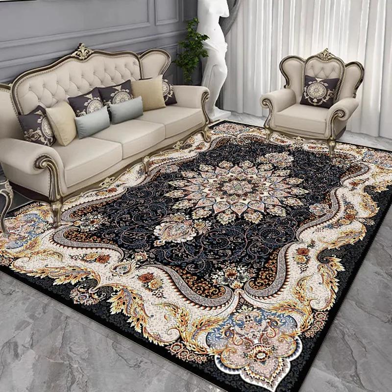 French Retro Persian Luxury Carpet Non Slip Rug for Living Room Bedroom Sofa Study Kitchen Entrance Door Mat Decor