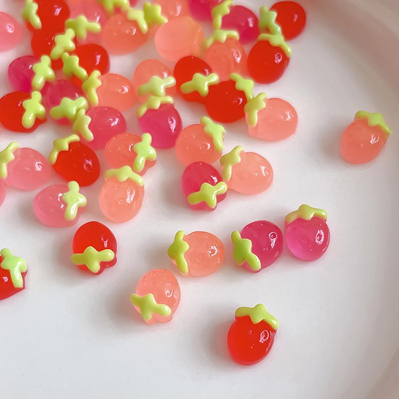 50 шт. креативные Kawaii желейные подвески для ногтей с клубникой и вишней, прозрачные разноцветные украшения из смолы для ногтей с клубникой, сделай сам