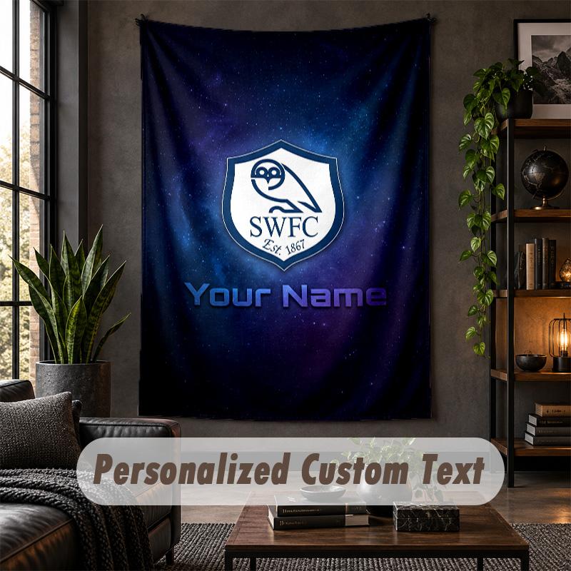 Personalized Wall Tapestry,Sheffield Wednesday FC Custom Text, Soft Fabric Wall Art For Indoor Decoration