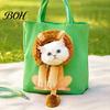 Breathable Pet Pouch Carrying Bag with Head Hole, Plush Lion Rabbit Pig Cat Soft Tote, Canvas Single Shoulder for Small Cats and Dogs Design