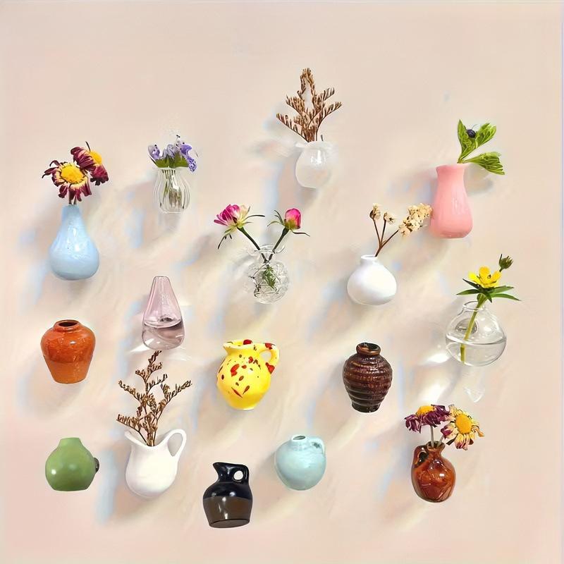 Mini Ceramic Vase Fridge Magnets, Magnetic 3D Creative Decor, Freely Combined Personalized Ornaments, Multiple Styles