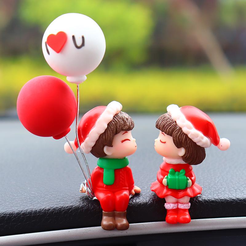 1-10PCS Christmas Car Dashboard Ornament Cute Creative New Couple Car Interior Decoration Desktop Gift for Women