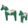1 Pair Swedish Dala Horse Decor Wooden Traditional Painted Dalecarlian Horse Statue Figurine Home Ornament Handicraft