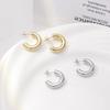 European and American Style, Simple Small Texture Modeling Light Surface C -line Titanium Steel Earrings