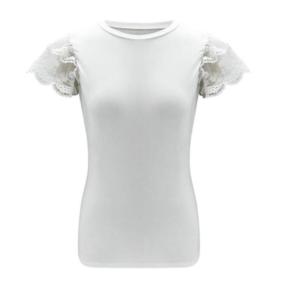 Женская сексуальная однотонная тонкая блузка с круглым вырезом и короткими рукавами