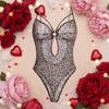 Nightwear Lingerie Leopard Print Bodysuit Deep V Women Underwear Leopard Print Jumpsuits  Women