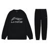Letter Logo Print Crew Neck Pullover Fleece Sports Sweatpants And Hoodie Set Men Sweatpants And Hoodie Black AWDTC71-1+AKLSC99-1