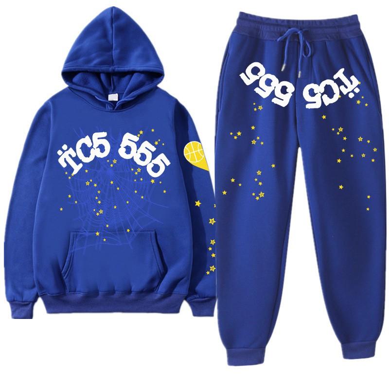 Unisex Hooded Sweatshirt Set With Bold 555555 Graphic Print - Cotton Blend Streetwear Fall