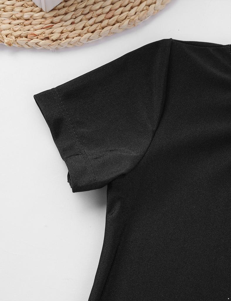 Цельный гимнастический купальник унисекс для мальчиков и девочек, однотонный эластичный комбинезон для танцев с короткими рукавами