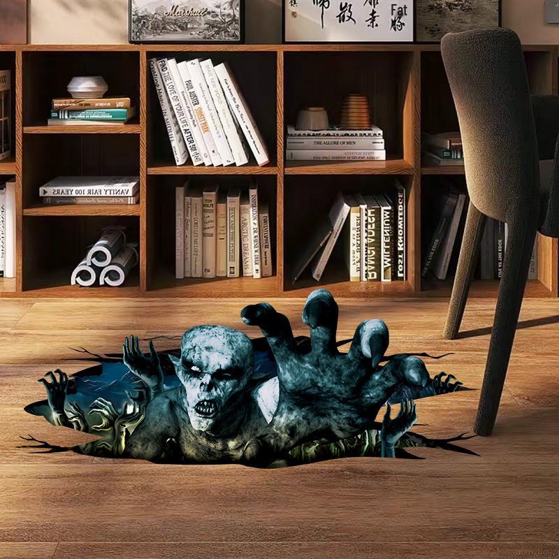 3D Наклейки на пол и стены на Хэллоуин: Праздничные ПВХ Украшения для Гостиной и Спальни