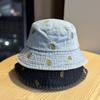 Spring and summer new pineapple embroidered denim fisherman hat for women, washed vintage outdoor versatile sun protection bucket hat