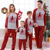 Men  Christmas Deer Plaid Prints Family Matching Long Sleeve Tops+Pants Set