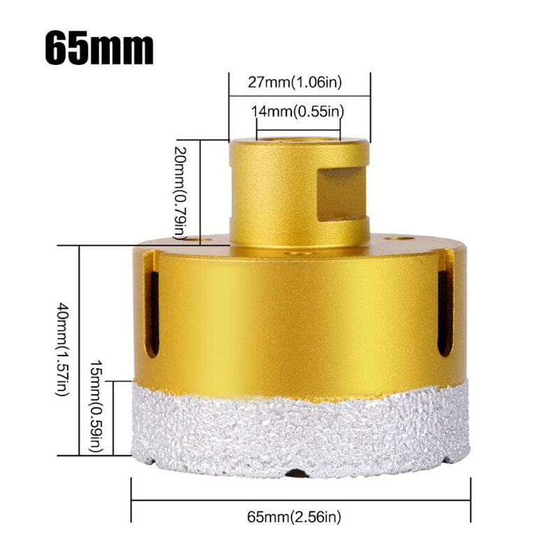 Резьбовое паяное алмазное сверло для бурения отверстий, сверло для угловой шлифовальной машины M14 для керамической плитки, мрамора, гранита, кирпича 6-65 мм