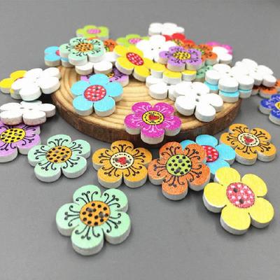 Модные Деревянные Пуговицы Смешанных Цветов DIY С 2 Отверстиями Для Шитья Скрапбукинга Поделок Декорации Цветок Точки