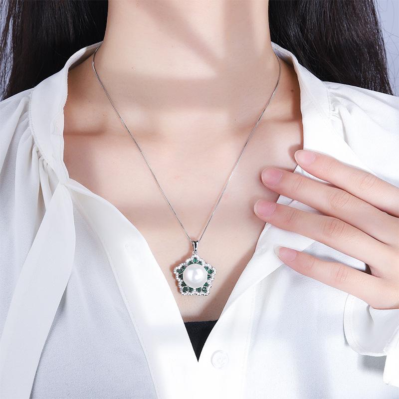 Ювелирные изделия Медное основание Позолоченное Инкрустированное Перламутром Звезда Цветное Сокровище Инкрустированное Бриллиантами Подвеска Ожерелье 14 мм