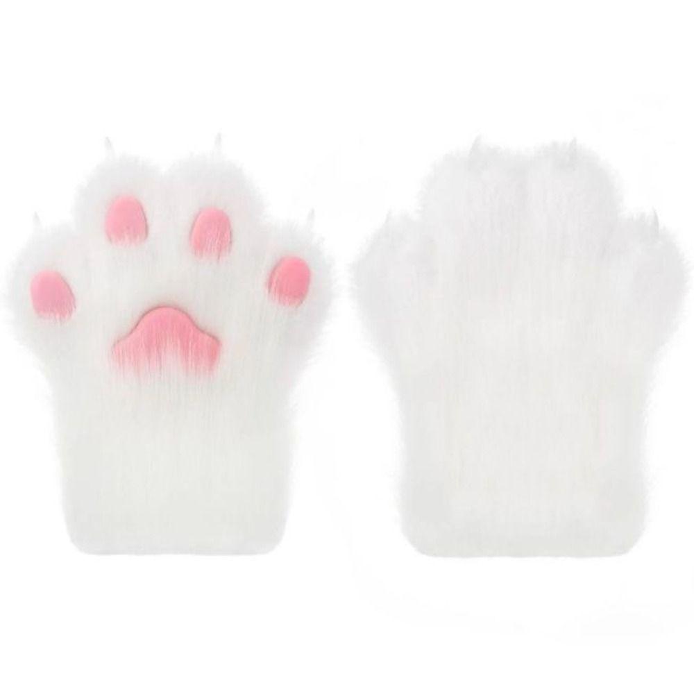 Furry Cosplay Costume Gloves Cartoon Cosplay Props Kawaii Plush Cat Paw Gloves  Party