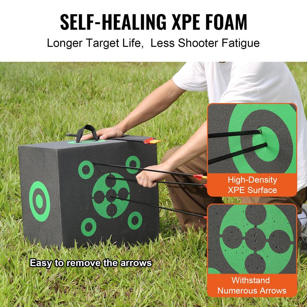 VEVOR Archery Target, 16"x18" All-side Shotting Archery Arrow Target, Outdoor Portable Archery Target with Carry Handle, Easy Arrow Removal