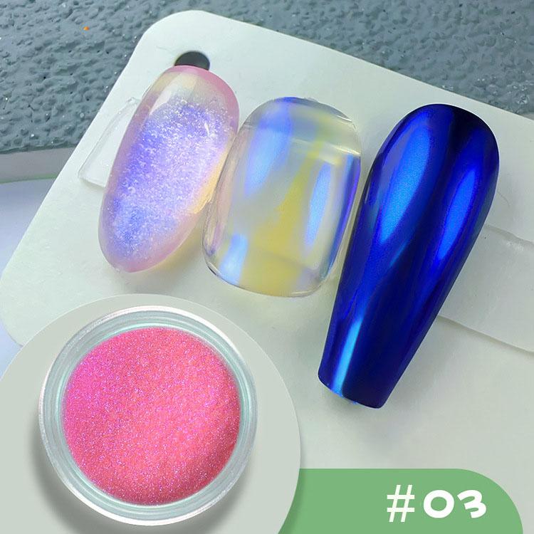 1Jar Metallic Mirror Chrome Nail Powder Holographic Laser Silvery Golden Nail Rubbing Glitter Pigment UV Gel Polish