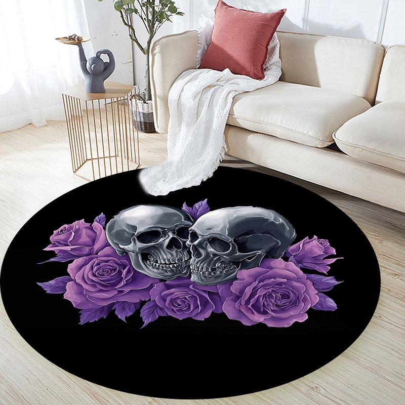 Skull pattern round rug,Carpet Rug for Living Room Bedroom Playroom ,Non-slip Floor Mat,Holiday Gifts and Birthday Gifts.