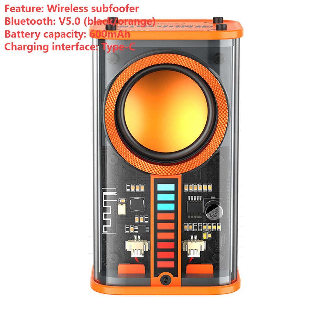 K07/K08/V8 Transparent Mecha Wireless Bluetooth Speaker Sound Light Rhythm Subwoofer TWS Stereo Music Center Hands-free Call