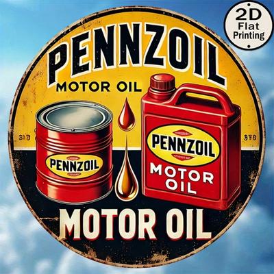 Винтажная металлическая вывеска Pennzoil Motor Oil Ретро Декор Гаража Мужская Берлога Подарок Настенное Искусство 8x8 Дюймов