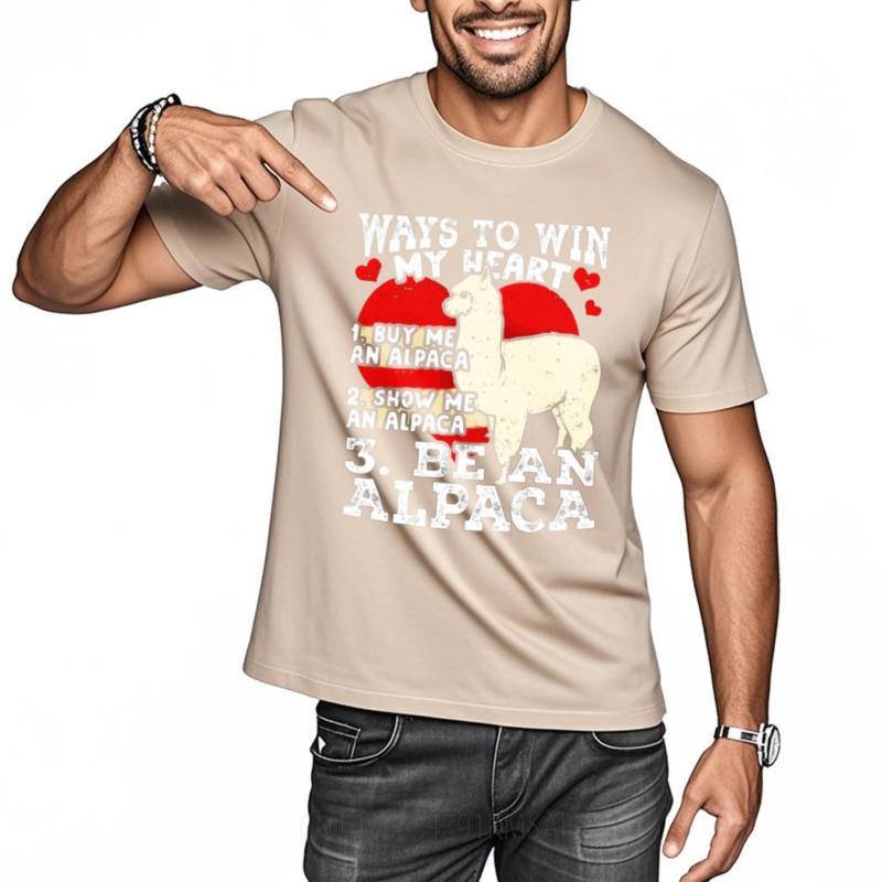Classic Tshirt Soft For Man Summer T Shirt Vintage Ways To Win My Heart Alpaca Love List Everyday For Her Teeshirt Quickdry