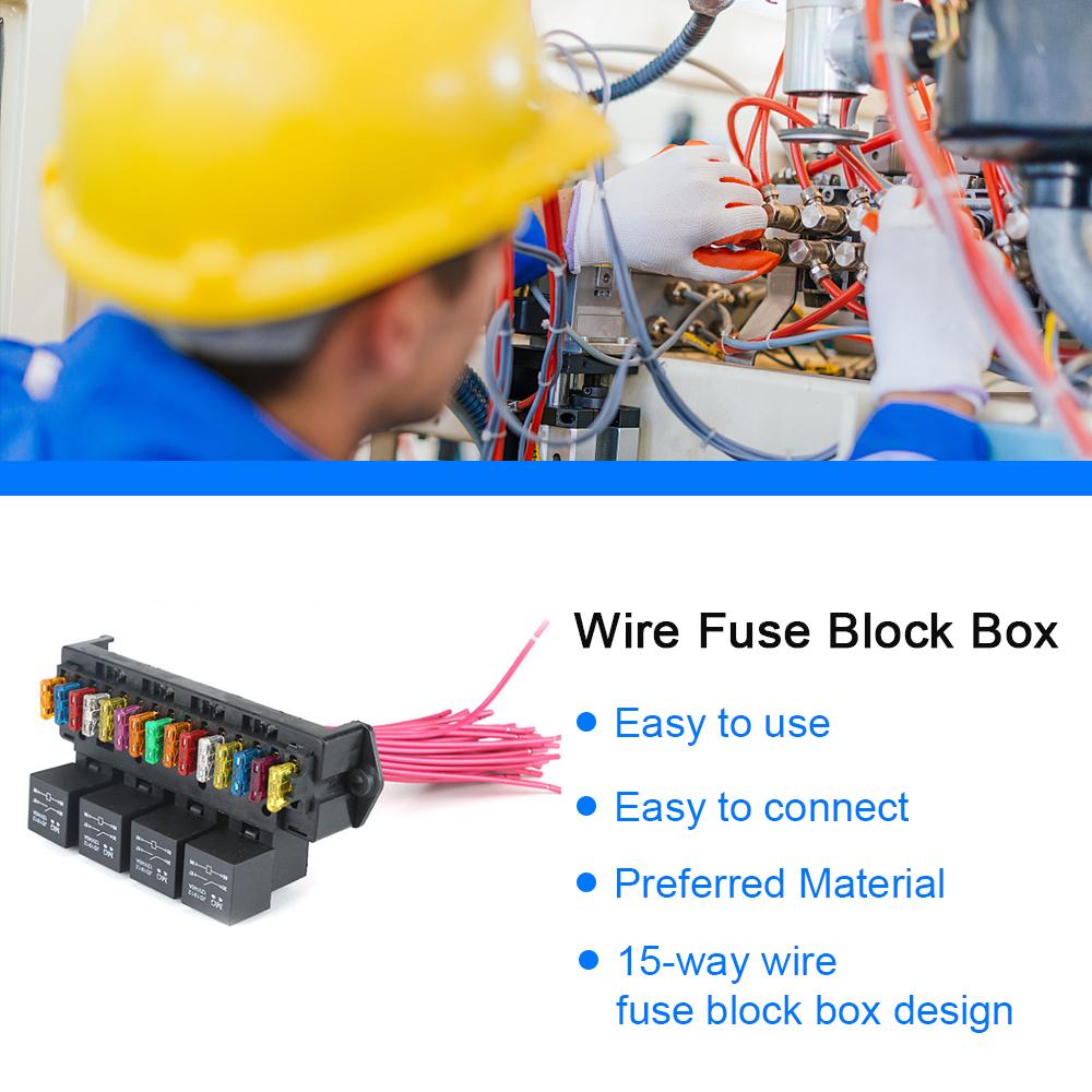 72V Car Fuse Box 15-way Wire Fuse Block Box Multi-circuit Control Box Car Wire Fuse Holder with