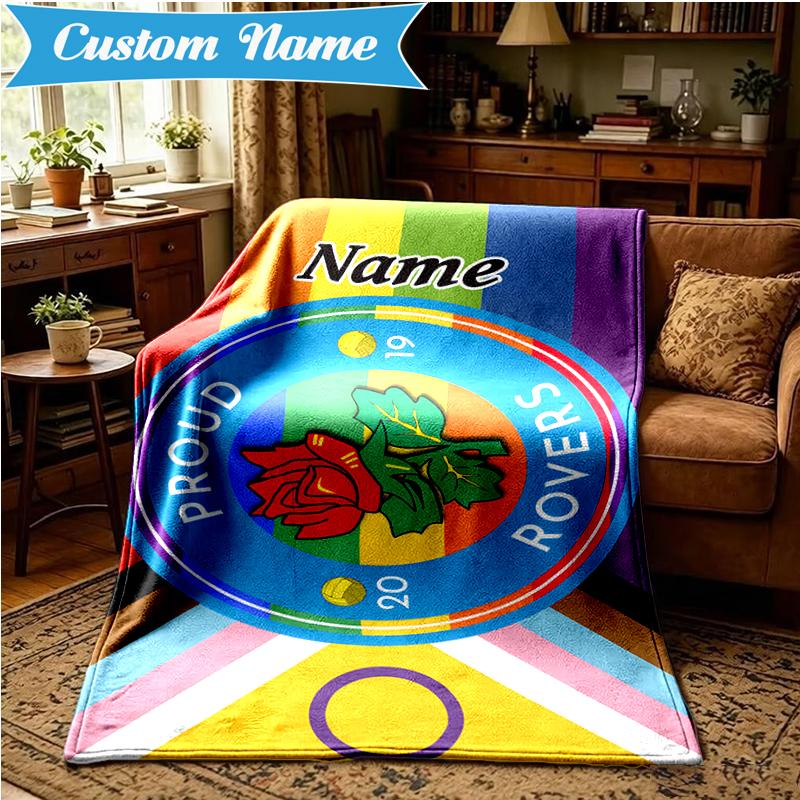 Custom Name Rovers Crest Print Blanket Lightweight Ideal Bedding Blanket Perfect for Travel, Camping, Living Rooms, Sofas, Christmas gift