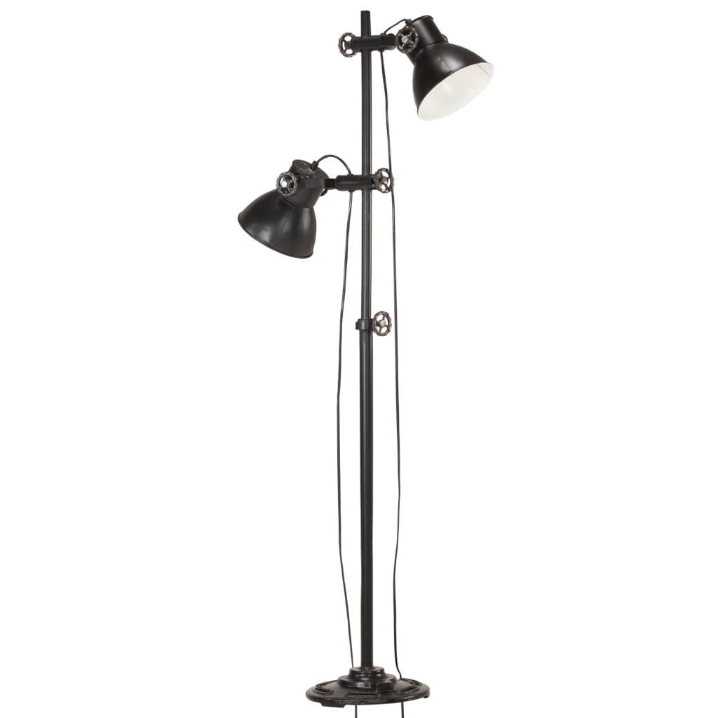 2 Light Floor Lamp Black E27 Cast Iron