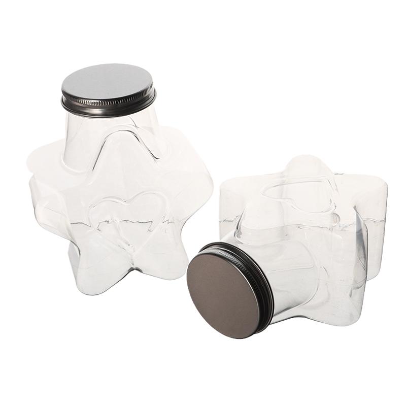 Звезда Форма Кукольный Орнамент Ящик Для Хранения Пластиковая Бутылка С Крышками Контейнер Для Хранения Пищи Банка С Широким Горлом Многоразовый Контейнер Для Печенья