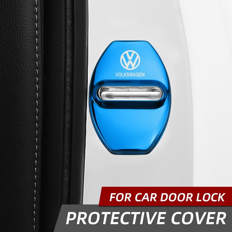 2026 Hot For Volkswagen VW 4 PCS/Set Fashion Stainless Steel Car Covers Door Lock Protecting Cover For Volkswagen VW Golf Tiguan