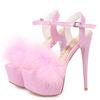 Fashion Feather Summer Sandals Women Shoes 2024 Platform High Heels Flip Flops Ladies Large Size Straps Party Fetish Shoes Girls
