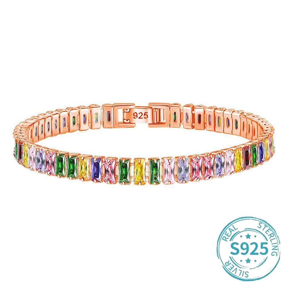 ALIZERO S925 Silver Bracelet Multicolor Zirconia Tennis Bracelets For Women Fashion Luxury Charm Jewelry