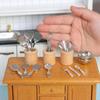 Миниатюрный набор кухонной утвари для кукольного домика Посуда и инструменты для ролевых игр Реалистичные аксессуары для кукольной кухни Декор