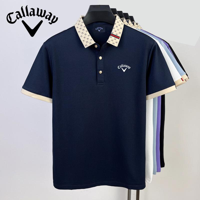 Callaway 2025 Лето Мужская Новая Повседневная Рубашка Поло Сплошного Цвета С Вышивкой Пони Цветной Воротник