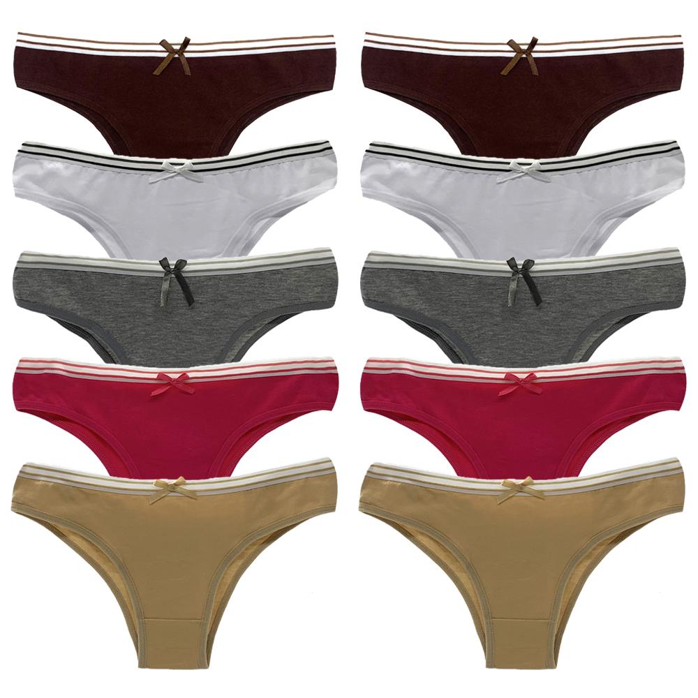 Panties for Woman Cotton Sexy Underwear Ladies Bikini Girls Briefs Soft Knickers Low Waist Intimates Lingerie 10Pcs/set