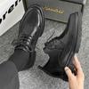 Pointed leather shoes men's 2025 new platform heightening shoes summer British tooling shoes versatile fashion men's shoes